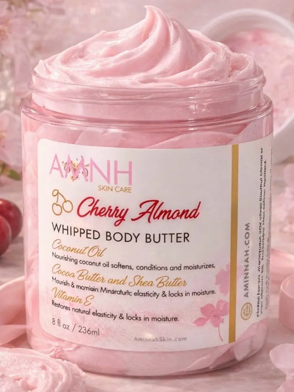 NEW!!Aminnah Skin Care Cherry Almond Whipped Body Butter - Pink